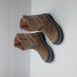 Ariat Little Kids Youth Sz 10 D Pink Brown Leather Stockman Cowboy Western Boots